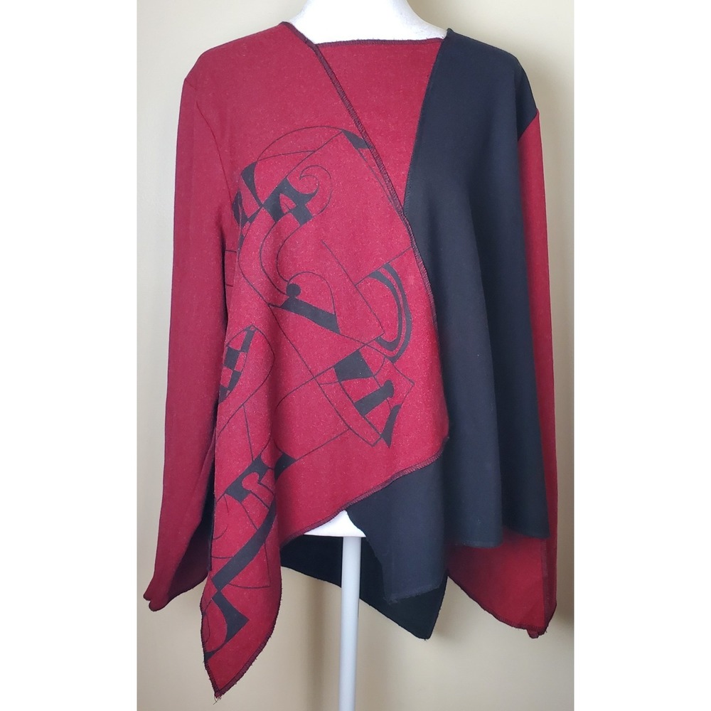Vtg Ahni Hand Made Wool Asymmetrical Tunic Top Color Block Art To Wear Abstract
